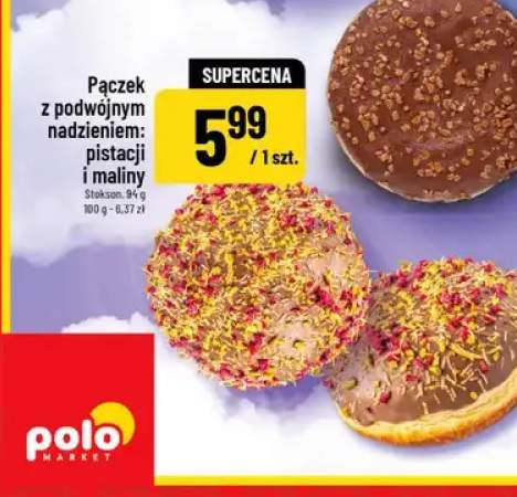 Pączek z podwójnym nadzieniem: pistacji i maliny