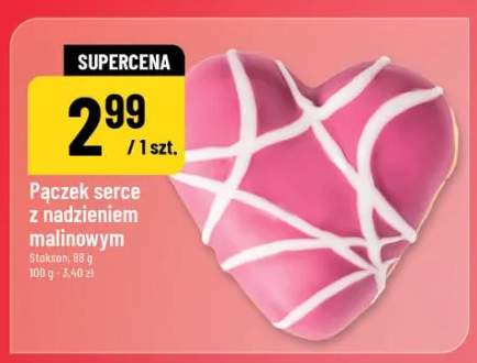Pączek serce z nadzieniem malinowym