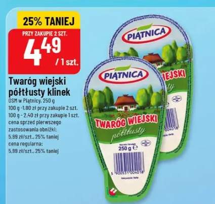 Twaróg wiejski półtłusty klinek