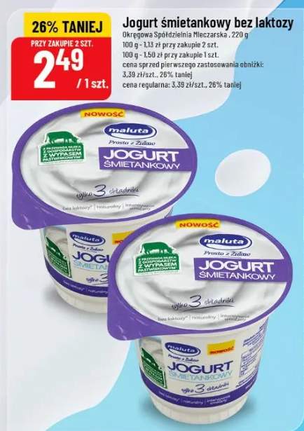 Jogurt śmietankowy bez laktozy