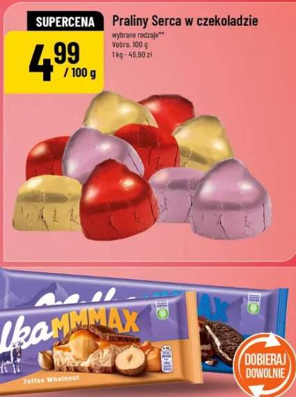 Praliny Serca w czekoladzie wybrane rodzaje