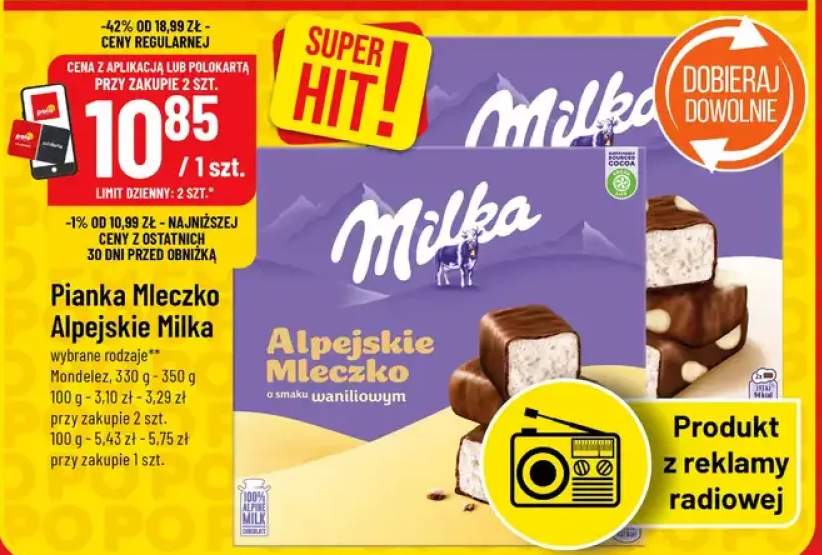 Pianka mleczko alpejskie o smaku waniliowym