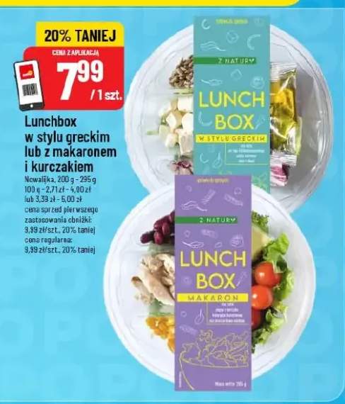 Lunchbox w stylu greckim lub z makaronem i kurczakiem