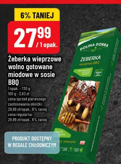 Żeberka wieprzowe wolno gotowane miodowe w sosie BBQ