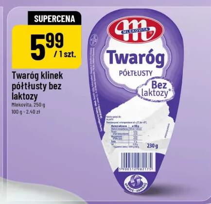 Twaróg klinek półtłusty bez laktozy