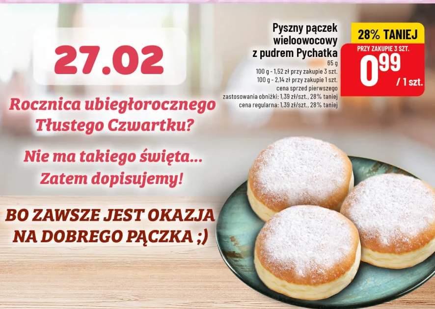 Pyszny pączek wieloowocowy z pudrem Pychatka
