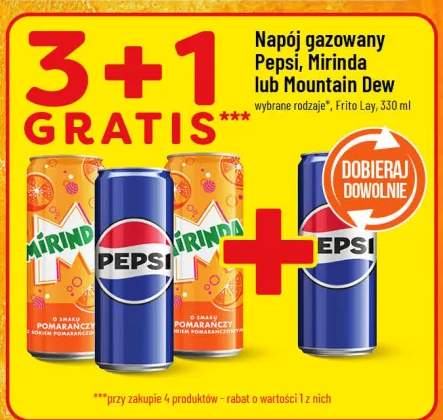 Napój gazowany Pepsi, Mirinda lub Mountain Dew wybrane rodzaje