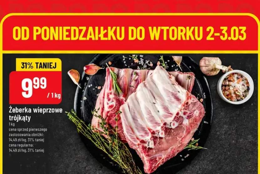Żeberka wieprzowe trójkąty