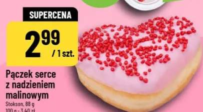 Pączek serce z nadzieniem malinowym