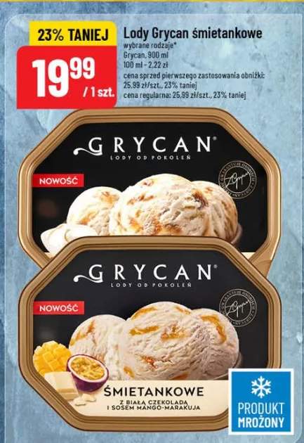 Lody Grycan śmietankowe wybrane rodzaje