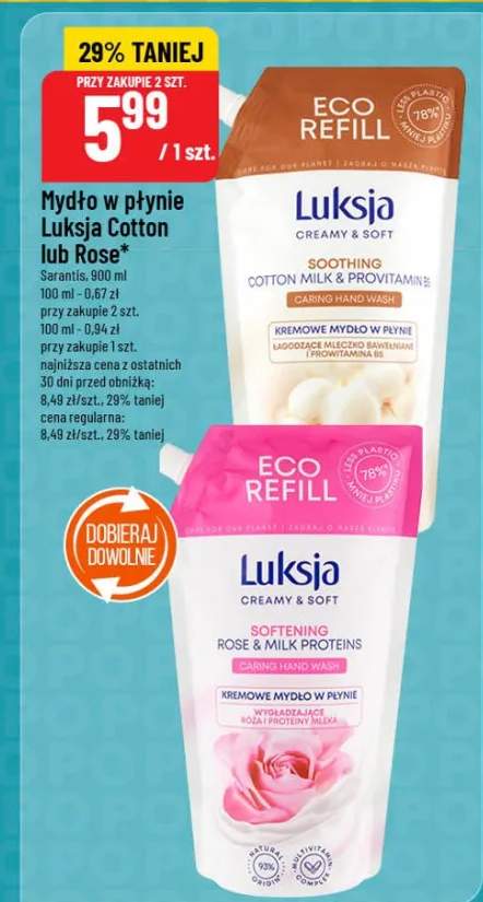 Mydło w płynie Cotton lub Rose