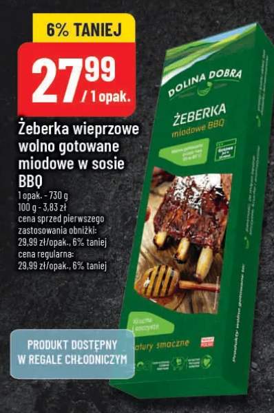 Żeberka wieprzowe wolno gotowane miodowe w sosie BBQ