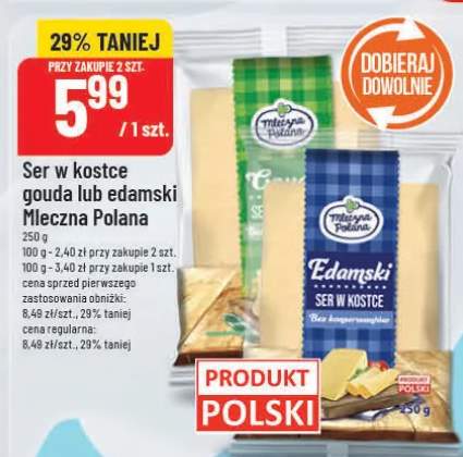 Ser w kostce gouda lub edamski Mleczna Polana