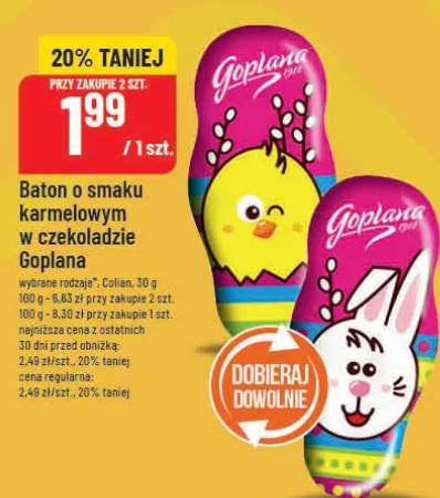 Baton o smaku karmelowym w czekoladzie
