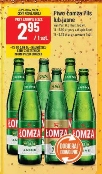 Piwo Łomża Pils lub Jasne