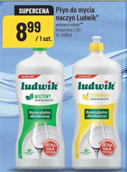 Płyn do mycia naczyń Ludwik wybrane rodzaje Grupa Inco, 1,35 l 1 l - 6,66 zł