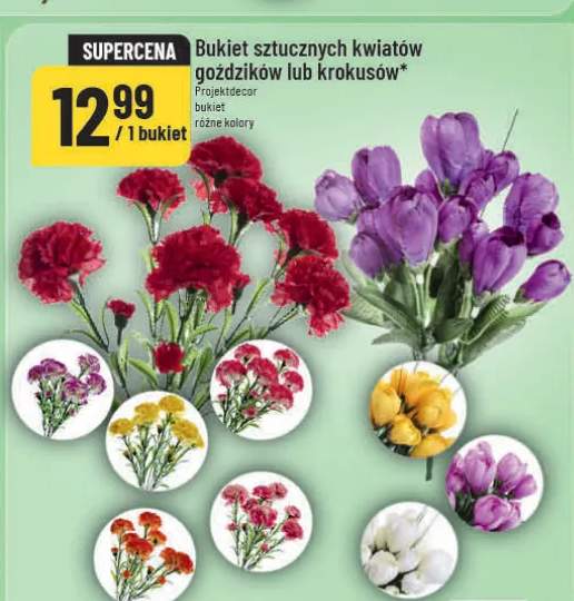 Bukiet sztucznych kwiatów goździków lub krokusów