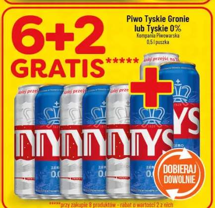 Piwo Tyskie Gronie lub Tyskie 0%