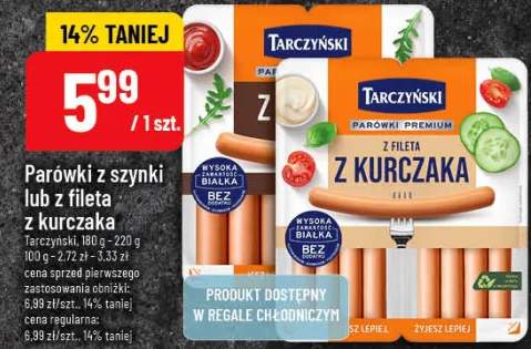 Parówki z szynki lub z fileta z kurczaka