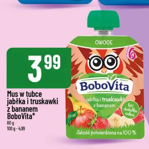 Mus w tubce jabłka i truskawki z bananem