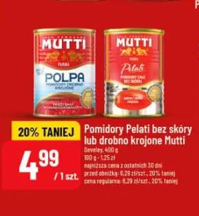 Pomidory Pelati bez skóry lub Polpa Krojone