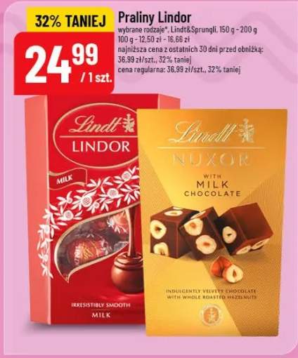 Praliny Lindor wybrane rodzaje