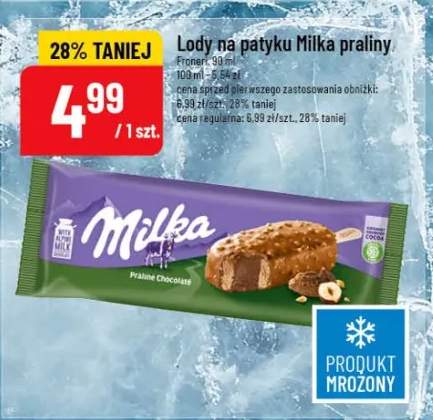 Lody na patyku Milka praliny wybrane rodzaje
