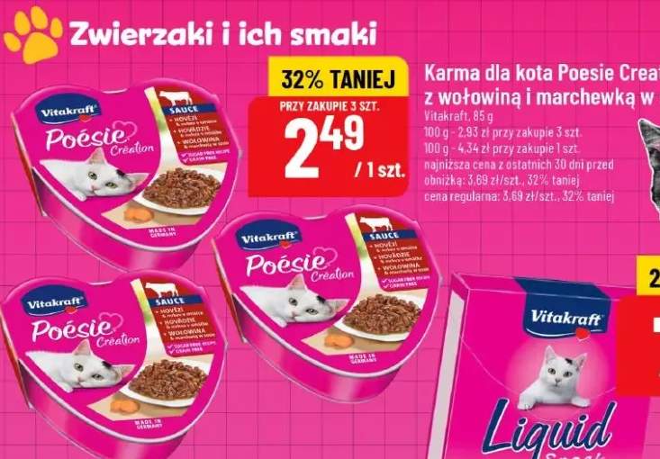 Karma dla kota z wołowiną i marchewką w sosie