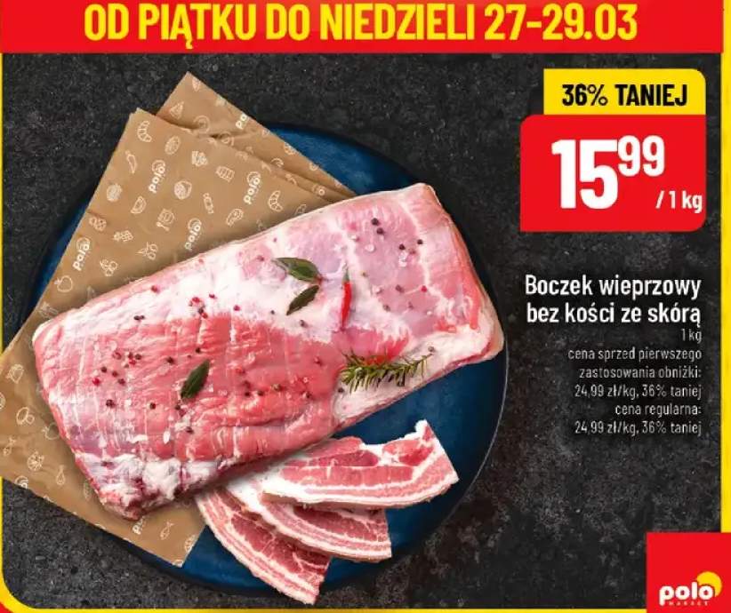 Boczek wieprzowy bez kości ze skórą