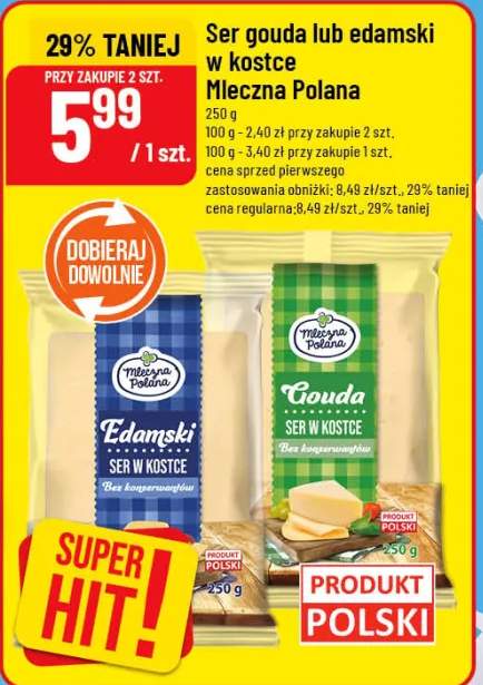 Ser gouda lub edamski w kostce