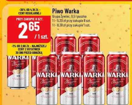 Piwo Warka Bruga Żywiec wybrane rodzaje