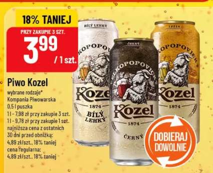 Piwo Kozel wybrane rodzaje