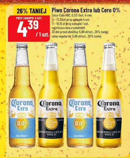 Piwo Corona Extra lub Cero 0%
