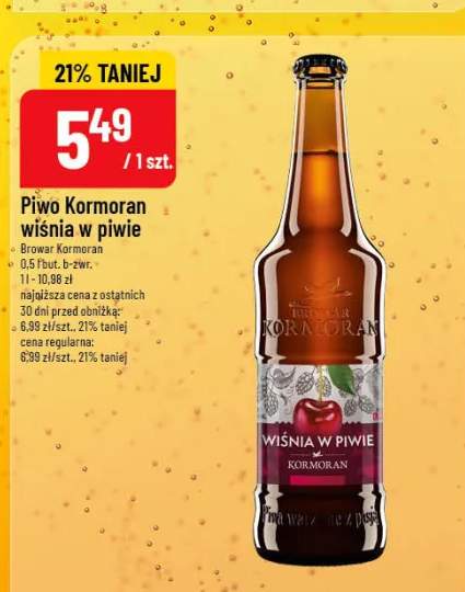 Piwo Kormoran wiśnia w piwie