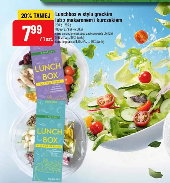 Lunchbox w stylu greckim lub z makaronem i kurczakiem