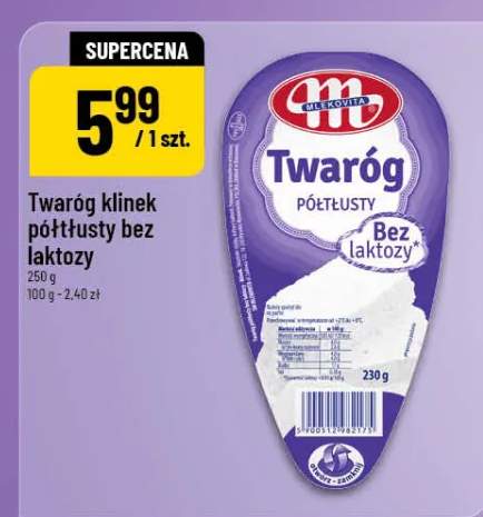 Twaróg klinek półtłusty bez laktozy