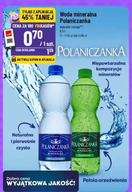 Woda mineralna Polaniczanka wybrane rodzaje