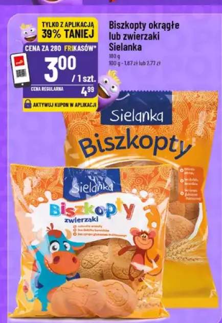 Biszkopty okrągłe lub zwierzaki Sielanka