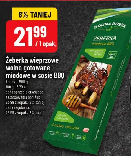 Żeberka wieprzowe wolno gotowane miodowe w sosie BBQ