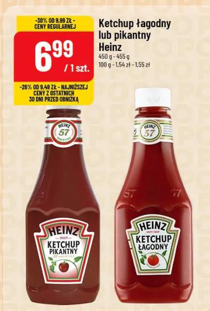 Ketchup łagodny lub pikantny