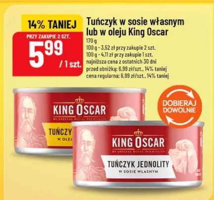 Tuńczyk w sosie własnym lub w oleju