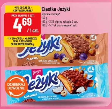 Ciastka Jeżyki wybrane rodzaje