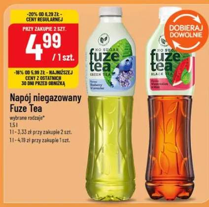 Napój niegazowany Fuze Tea wybrane rodzaje