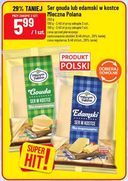 Ser edamski w kostce Mleczna Polana