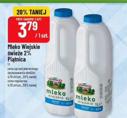 Mleko Wiejskie świeże 2% Piątnica