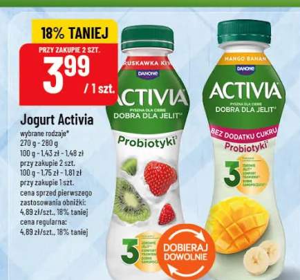 Jogurt Activia truskawka kiwi wybrane rodzaje