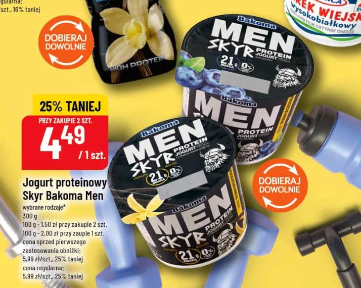 Jogurt proteinowy Skyr Bakoma Men wybrane rodzaje