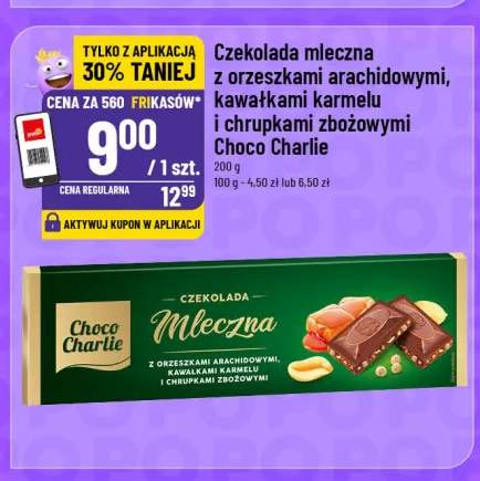 Czekolada mleczna z orzeszkami arachidowymi kawałkami karmelu i chrupkami zbożowymi Choco Charlie
