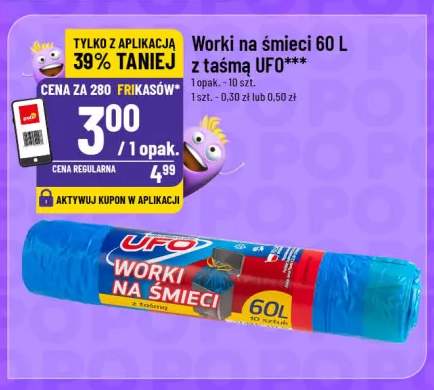 Worki na śmieci 60l z taśmą UFO