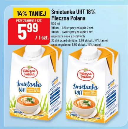 Śmietanka UHT 18% Mleczna Polana